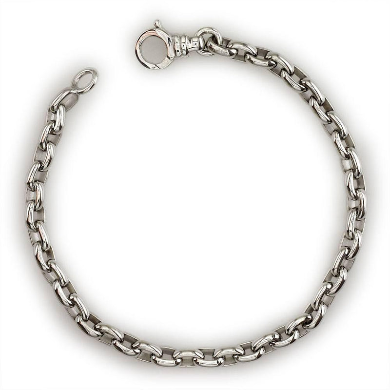 Handcrafted Rolo Bracelet in 14K White Gold
