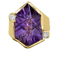 Large Amethyst and Diamond Ring in 14K