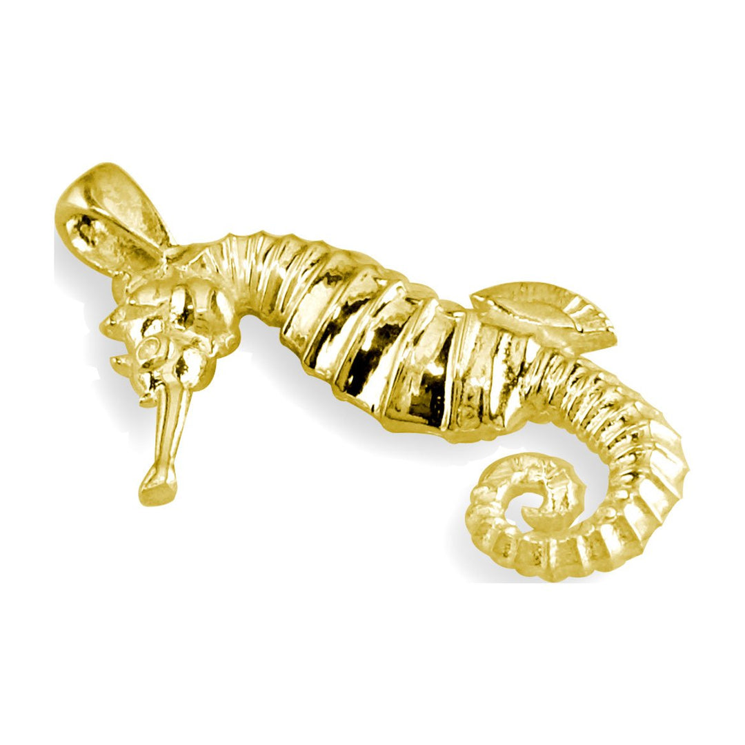 3D Seahorse Charm in 14K Yellow Gold