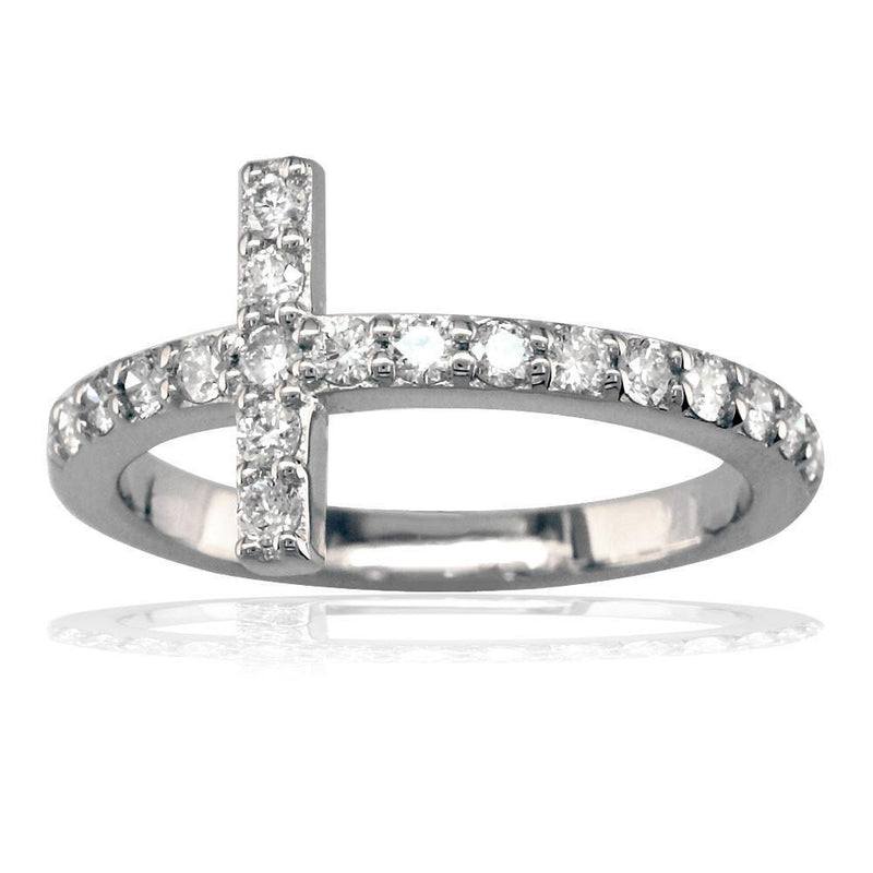 Cubic Zirconia Cross Ring in Sterling Silver
