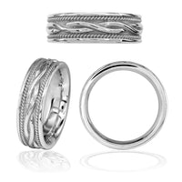 Wide Infinity Wedding Band with Rope Design in 14K White Gold, 8mm