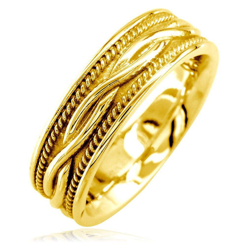 Wide Infinity Wedding Band with Rope Design in 14K Yellow Gold, 8mm