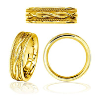 Wide Infinity Wedding Band with Rope Design in 14K Yellow Gold, 8mm
