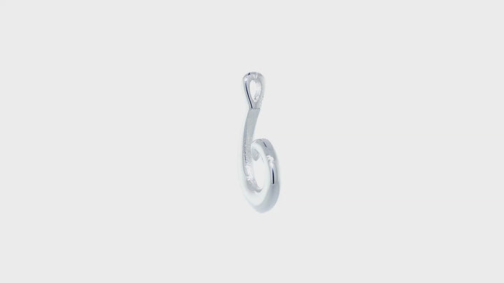 20mm Smooth Fish Hook Charm in 14k White Gold