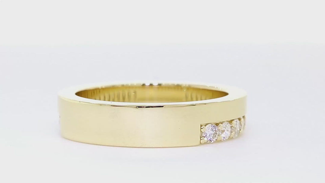 Diamond Band and Plain Band Ring, 0.95CT in 14K Yellow Gold