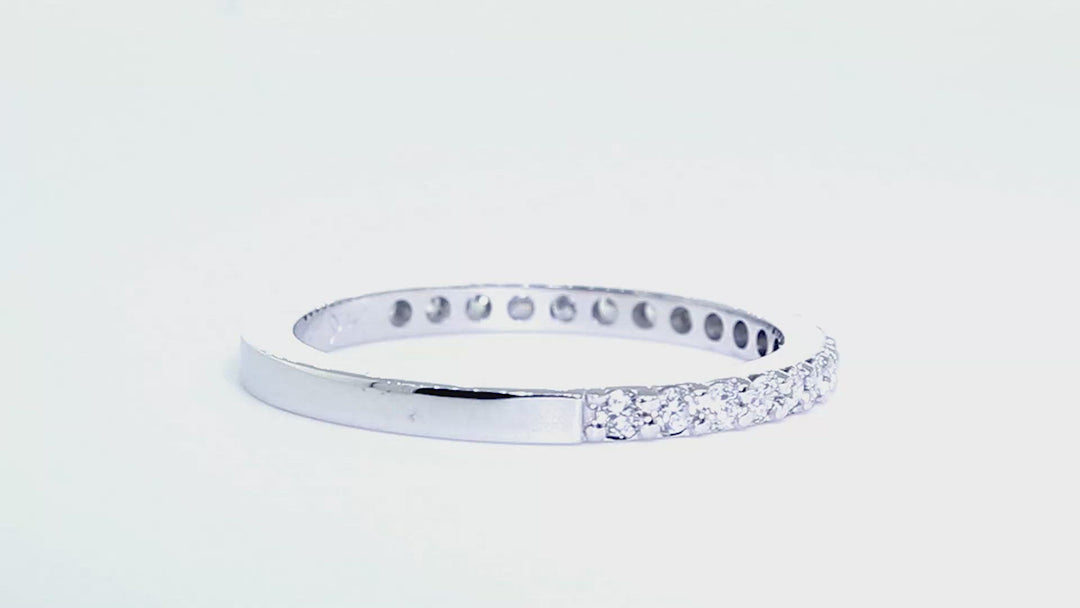 1.8mm Diamond Wedding Band Set Three Quarters Around Ring, 0.32CT  in 14K White Gold