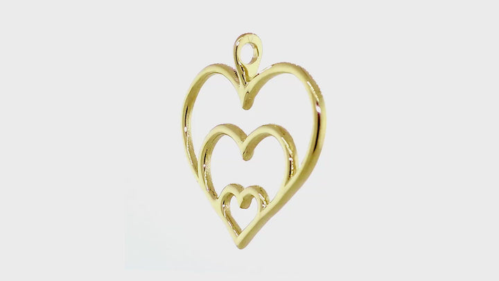 Triple Hearts Charm, 23mm in 14K White Gold