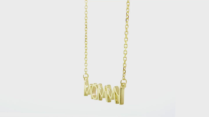 Mommy Nameplate Necklace in SZIRO Print, 14k Yellow Gold