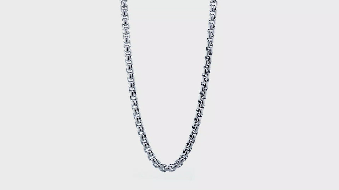 Rounded Box Chain, 3.8mm, 20, 22, 24 Inches in Sterling Silver