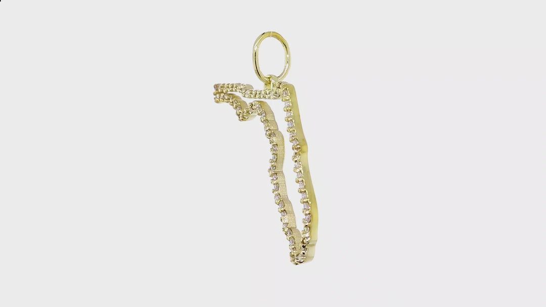 26mm Diamond Open State of Florida Pendant, 0.55CT in 14k Yellow Gold