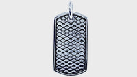 Python Reptile Texture Dog Tag Pendant in Sterling Silver, 33mm