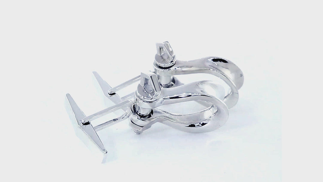 Large Hardware Shackle Cuff Links in Sterling Silver