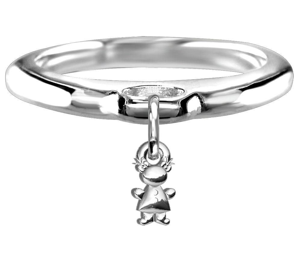 Chubby Belly Girl Charm Ring in Sterling Silver