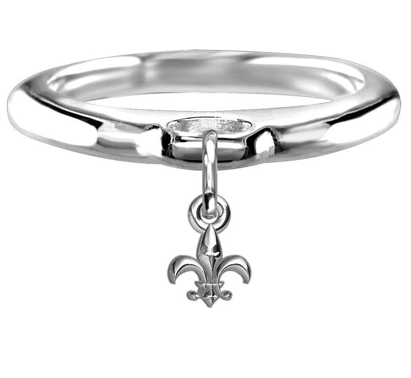 Chubby Fleur-De-Lis Charm Ring in Sterling Silver