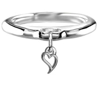 Chubby Wavy Heart Charm Ring in Sterling Silver