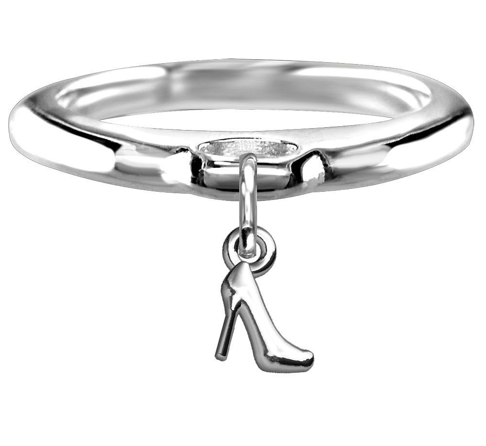 Chubby High Heel Charm Ring in Sterling Silver