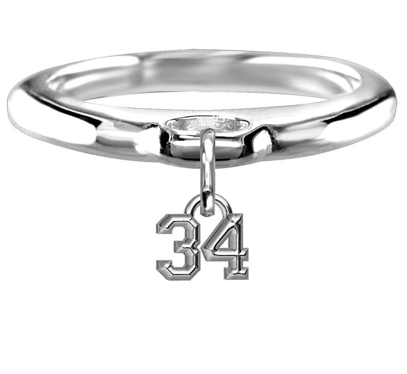 Chubby #34 Sports Charm Ring in Sterling Silver, Any Number