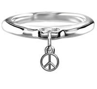Chubby Peace Sign Charm Ring in Sterling Silver