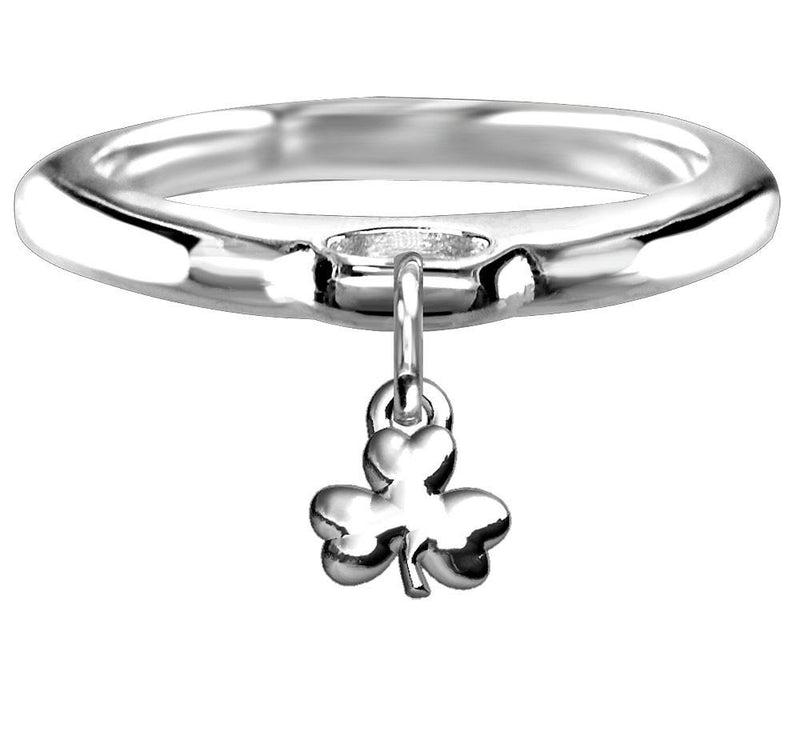 Chubby Shamrock Charm Ring in Sterling Silver