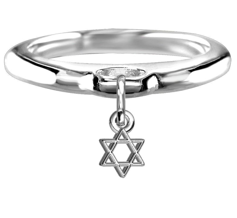 Chubby Star Of David Charm Ring in Sterling Silver