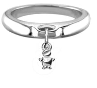 Chubby Belly Boy Charm Ring, Wide, Domed in Sterling Silver