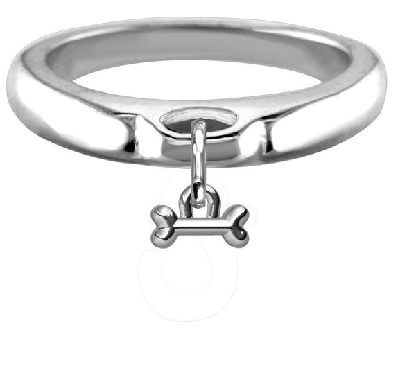 Chubby Bone Charm Ring, Wide, Domed in Sterling Silver