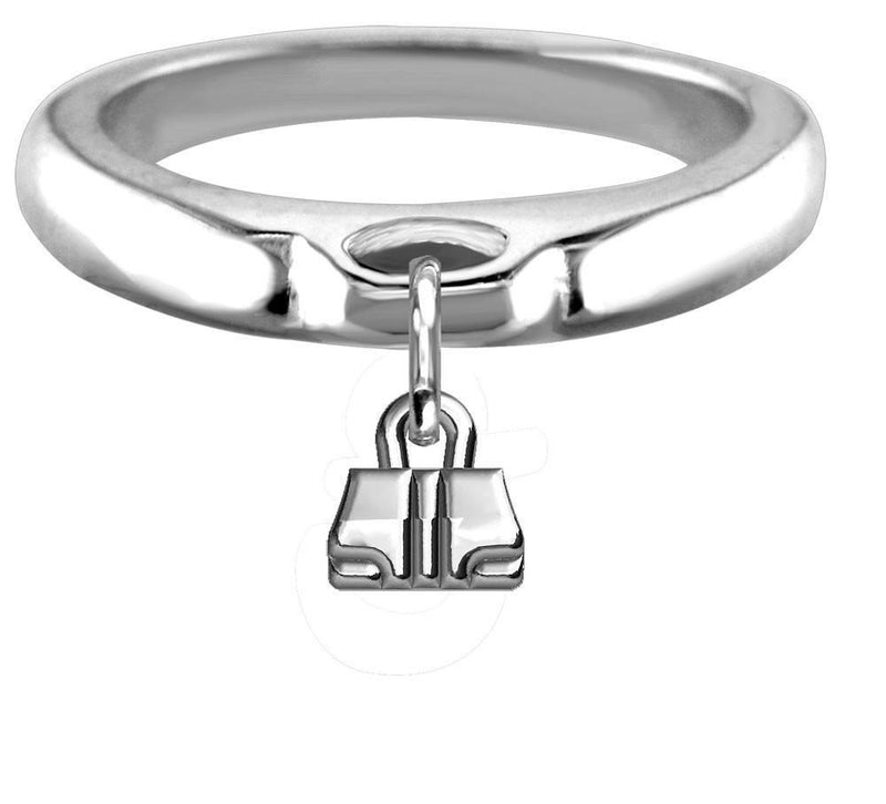 Chubby Handbag Charm Ring, Wide, Domed in Sterling Silver