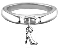 Chubby High Heel Charm Ring, Wide, Domed in Sterling Silver
