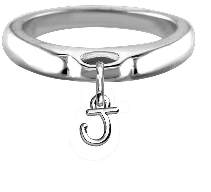 Chubby Initial Charm Ring, Wide, Domed in Sterling Silver, Any Letter