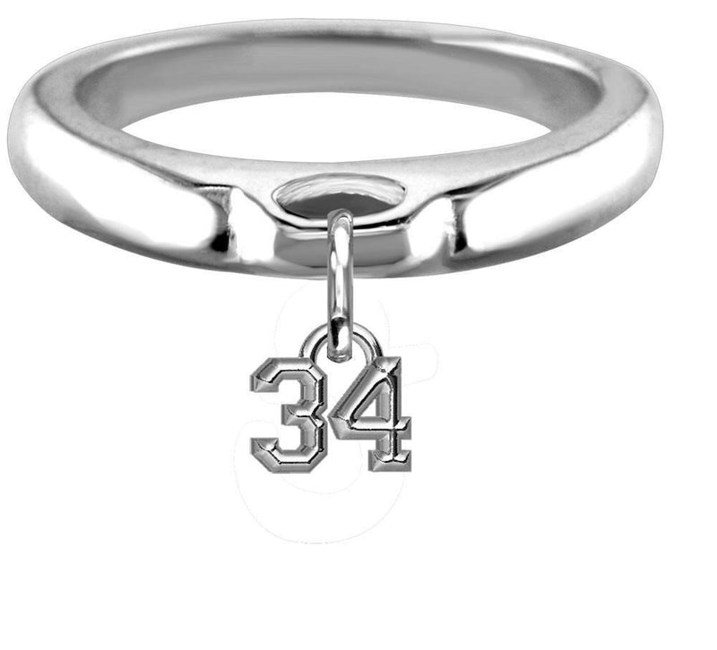 Chubby #34 Sports Charm Ring, Wide, Domed in Sterling Silver, Any Number