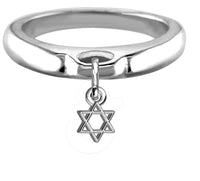 Chubby Star Of David Charm Ring, Wide, Domed in Sterling Silver