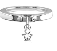Chubby Boy Charm Ring, Flat Band in Sterling Silver