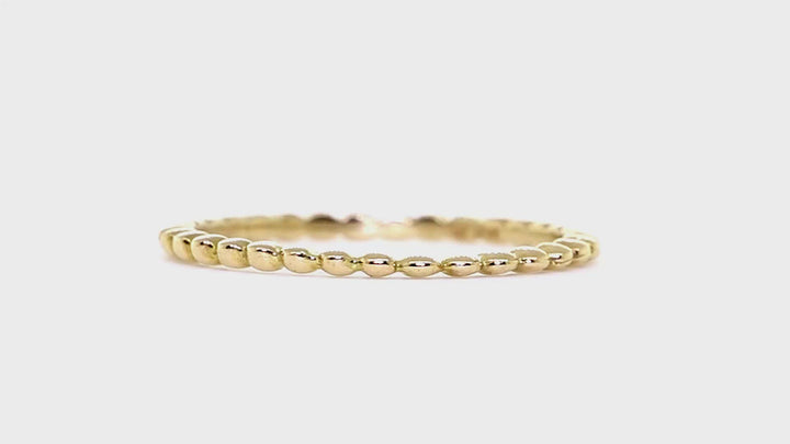 Stackable Beaded Ring, 1.25mm in 14K Yellow Gold