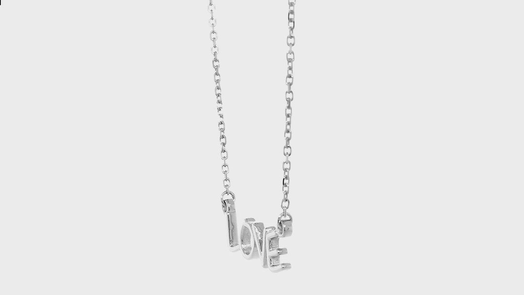 Love Nameplate Necklace in SZIRO Print, 14k White Gold