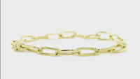 14K Yellow Gold Paperclip Bracelet, 8 Inch