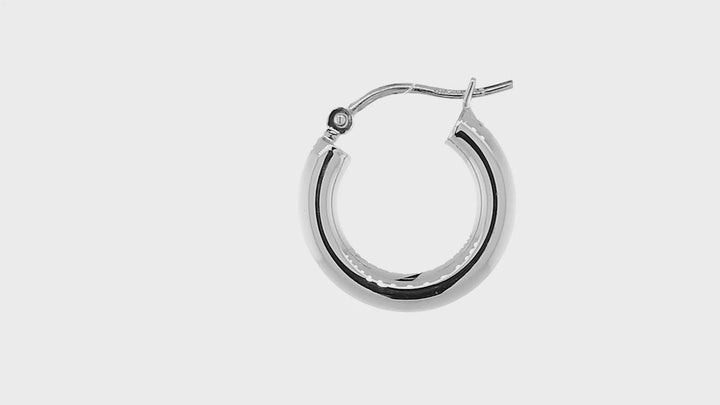 Domed Circle Hoop Earrings, Plain 15mm x  3mm in Sterling Silver
