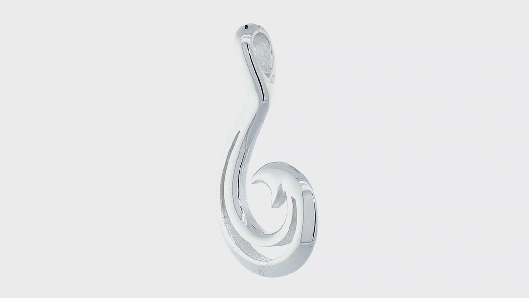 Mens or Ladies 35mm Open Smooth Fish Hook Charm in 14k White Gold