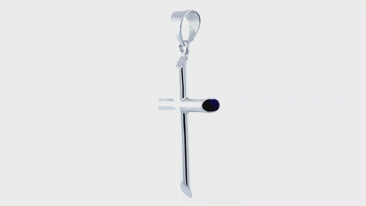 43mm Solid Barrel Cross Charm in 14k White Gold