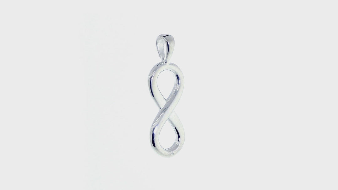 Small Flowing Infinity Charm, 20mm in 14k White Gold