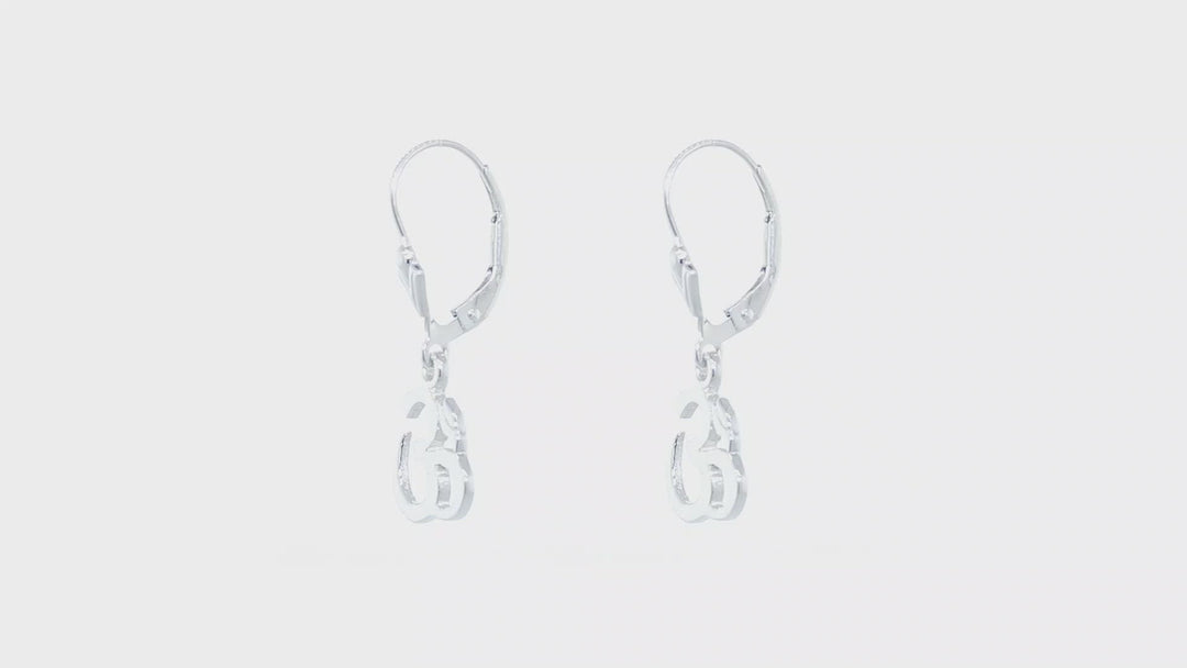 11mm Small Ohm Charm Lever Back Earrings  in 14k White Gold