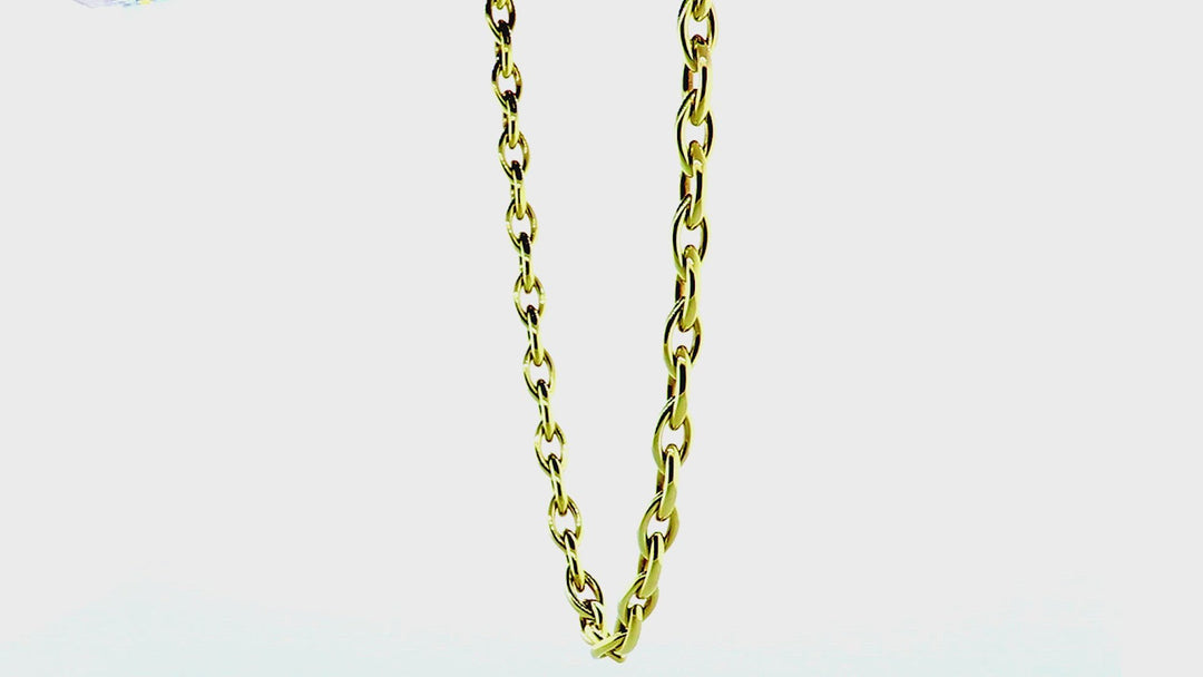 Rounded Marquise Shape Link Chain, 22" Inch in 14K Yellow Gold