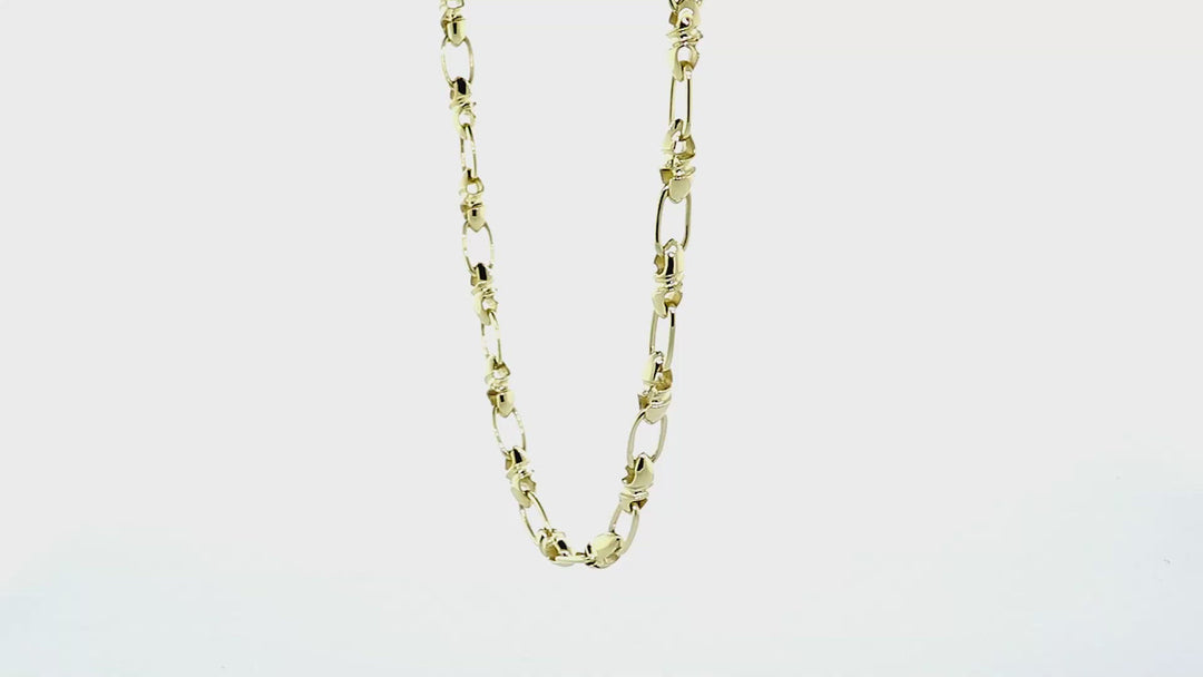 6 mm Solid Bullet and Oval Link Chain, 22 Inches in 14k Yellow Gold