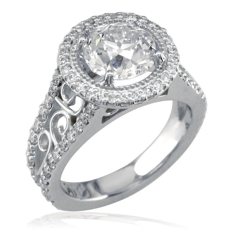 Diamond Engagement Ring with Diamond Halo E/W-K0226