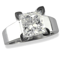Large Princess Cut Diamond Solitaire Engagement Ring E/W-K0441