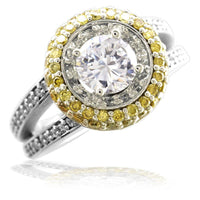 Diamond Engagement Ring with Yellow Diamond Halo E/W-K0493
