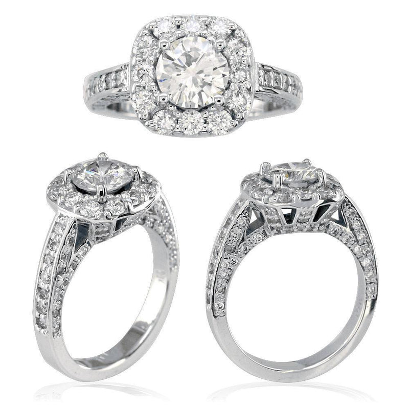 Diamond Halo Engagement Ring Setting in 14K White Gold, 1.00CT