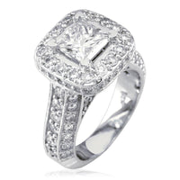 Princess Cut Diamond Engagement Ring with Diamond Halo E/W-Z4638