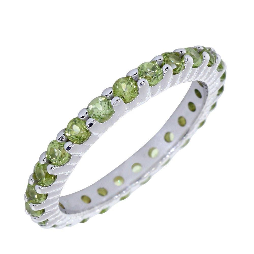 Stackable Peridot Eternity Band in 14K White Gold